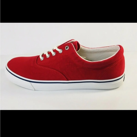 BRAND NEW Polo Ralph Lauren Harpoon SK VLC Red Washed Canvas Size 10.5 - Picture 1 of 8